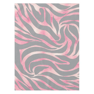Elegant Rose Gold Glitter Zebra Grey Animal Print Tablecloth