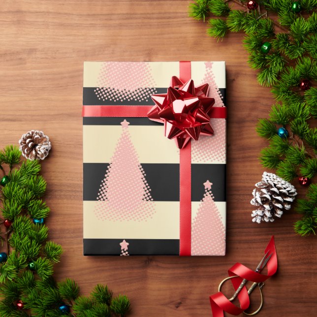 Elegant Rose Gold & Gold Christmas Tree Pattern Wrapping Paper (Holiday Gift)