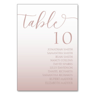 Elegant Rose Gold Gradient Wedding  Table Number