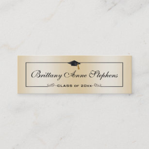 Elegant Rose Gold Graduation Cap Name Card Insert