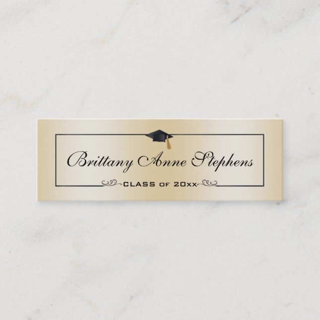Élégant Rose Gold Graduation Cap Nom Carte Insérer (Devant)