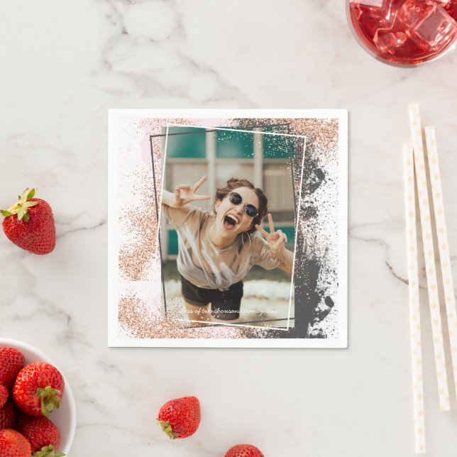 Elegant Rose Gold Graduation Party Napkins (Insitu)