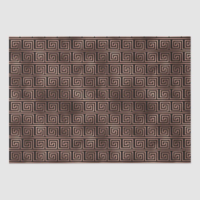 Elegant Rose Gold Greek Key Art Deco Pattern Tissue Paper (Front)