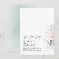 Elegant Rose Gold Greenery Save The Date