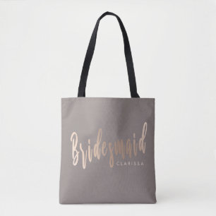 Elegant rose gold & grey bridesmaid tote bag