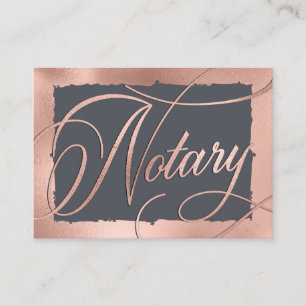 Elegant Rose Gold & Grey Notary Loan Agent Business Card