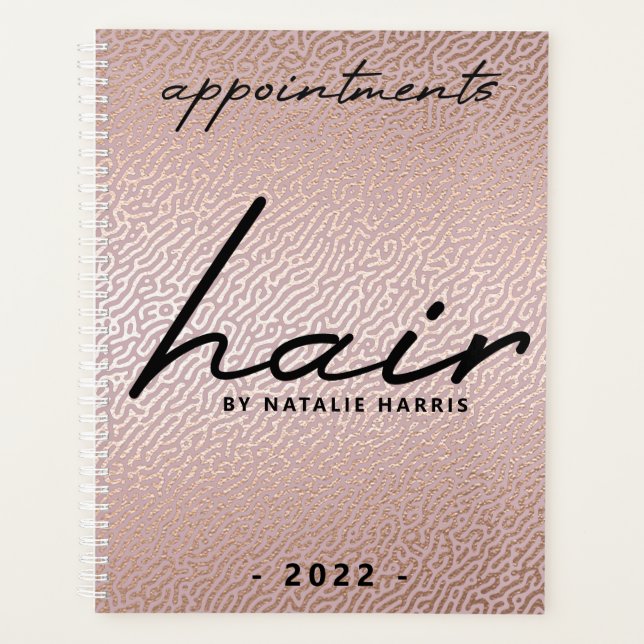 Elegant Rose Gold Hair Chic Appointment Book Planner (Front)