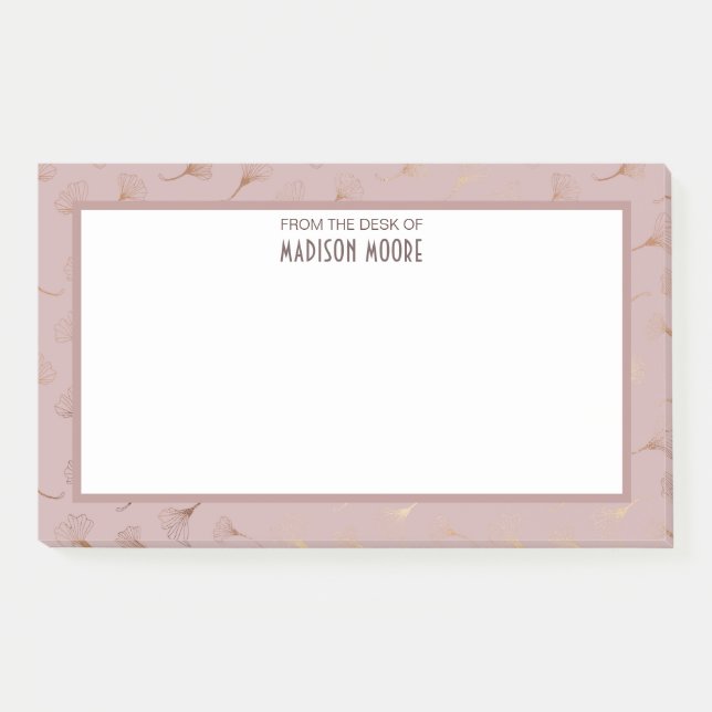 Elegant Rose Gold Hand Drawn Floral Post-it Notes (Front)