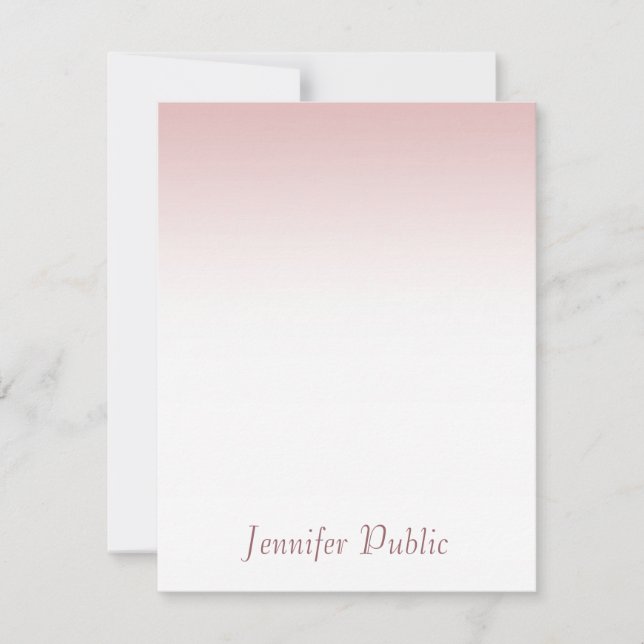 Elegant Rose Gold Handwritten Script Modern Card (Front)