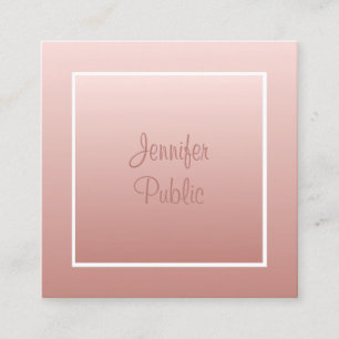 Elegant Rose Gold Handwritten Template Modern Square Business Card