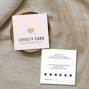 Elegant Rose Gold Heart Beauty Salon Loyalty Card