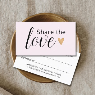 Elegant Rose Gold Heart Beauty Salon Referral Card