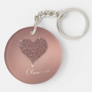 Élégant Rose Gold Heart Glittery Acrylique Porte -