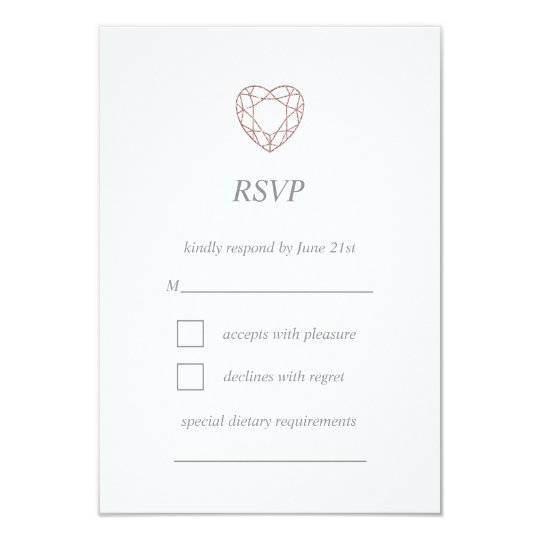 Elegant rose gold heart RSVP card