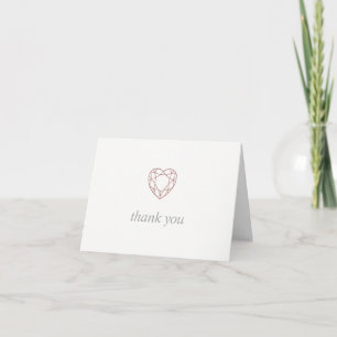 Elegant rose gold heart thank you - folded card