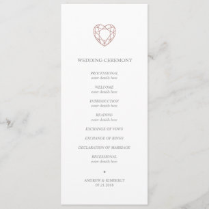 Elegant rose gold heart wedding program