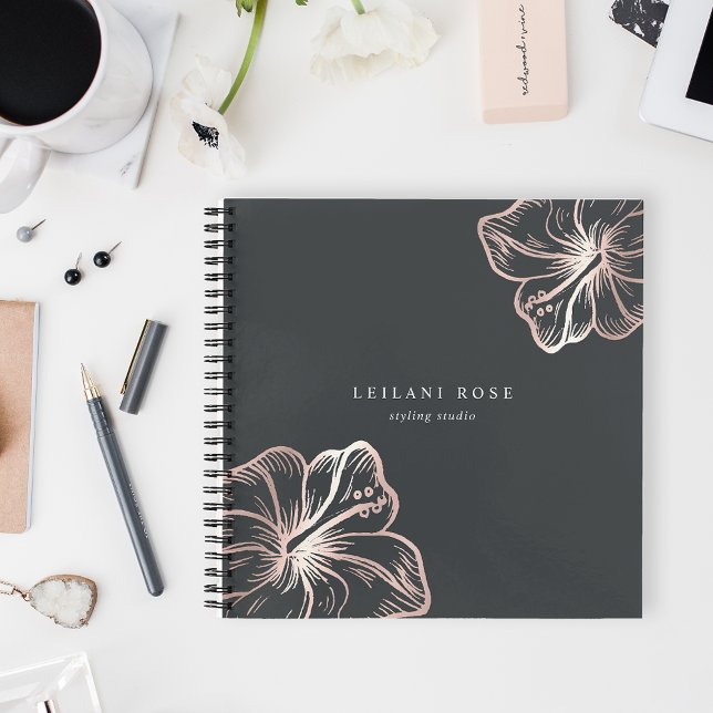 Elegant Rose Gold Hibiscus Flower Notebook (Creator Uploaded)