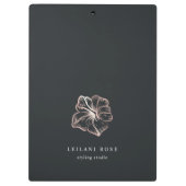 Elegant Rose Gold Hibiscus Flower Personalized Clipboard (Back)
