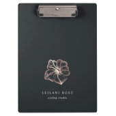 Elegant Rose Gold Hibiscus Flower Personalized Clipboard (Front)