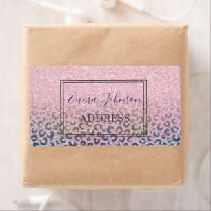 Elegant Rose Gold Iridescent Glitter Leopard Print