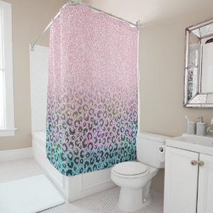 Elegant Rose Gold Iridescent Glitter Leopard Print