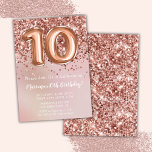 Elegant Rose Gold Kids Girl 10th Birthday Party Invitation<br><div class="desc">Elegant rose gold 10th birthday party invitation for a 10 year old girl with elegant script writing and fun foil balloons.</div>