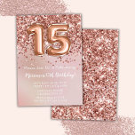 Elegant Rose Gold Kids Girl 15th Birthday Party Invitation<br><div class="desc">Elegant rose gold 15th birthday party invitation for a 15 year old girl with elegant script writing and fun foil balloons.</div>