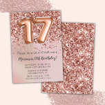 Elegant Rose Gold Kids Girl 17th Birthday Party In Invitation<br><div class="desc">Elegant rose gold 17th birthday party invitation for a 17 year old girl with elegant script writing with black font and fun foil balloons.</div>