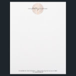 Elegant Rose Gold Leaf Logo on White Letterhead<br><div class="desc">An elegant motif of a rose gold leaf pattern in a circular shape is combined with your name or business name on this stylish letterhead design. Personalize for yourself in any way you like, Great for salons, spas, life coaches, wellness centres, skincare brands and more. Original art and design ©...</div>