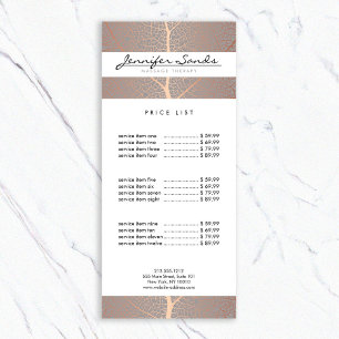 Elegant Rose Gold Leaf Tree Pattern Rack Card