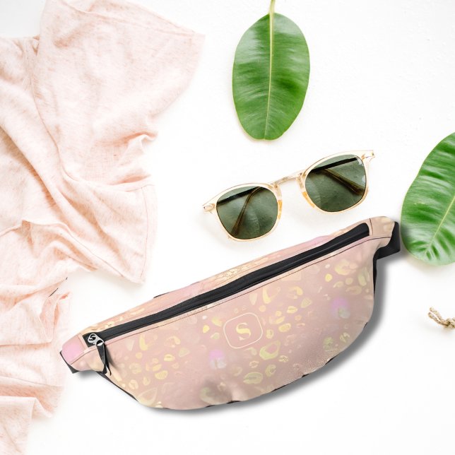 Elegant Rose Gold Lemon Chiffon Leopard Print Cool Fanny Pack (Creator Uploaded)
