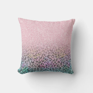 Elegant Rose Gold Leopard Print White Pattern Throw Pillow