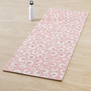 Elegant Rose Gold Leopard Print White Pattern Yoga Mat