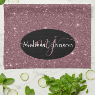 Elegant Rose Gold lettering on Black    Kitchen To Kitchen Towel