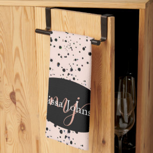 Elegant Rose Gold lettering on Black Kitchen To Towel