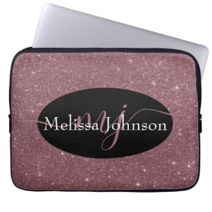 Elegant Rose Gold lettering on Black Laptop Sle Laptop Sleeve