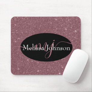 Elegant Rose Gold lettering on Black Mouse Pad