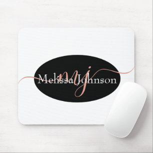 Elegant Rose Gold lettering on Black    Mouse Pad