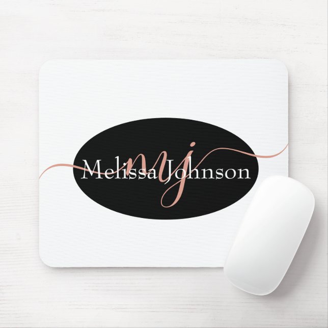Elegant Rose Gold lettering on Black    Mouse Pad (With Mouse)