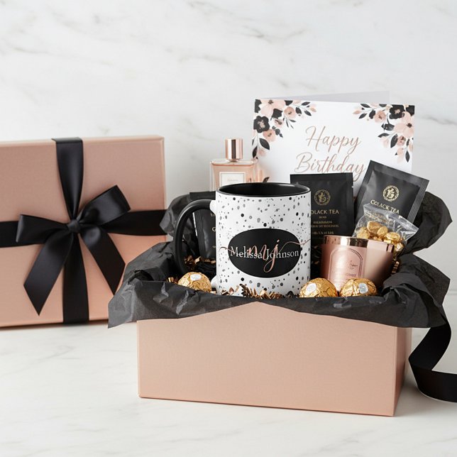 Elegant Rose Gold lettering on Black    Mug (Creator Uploaded)