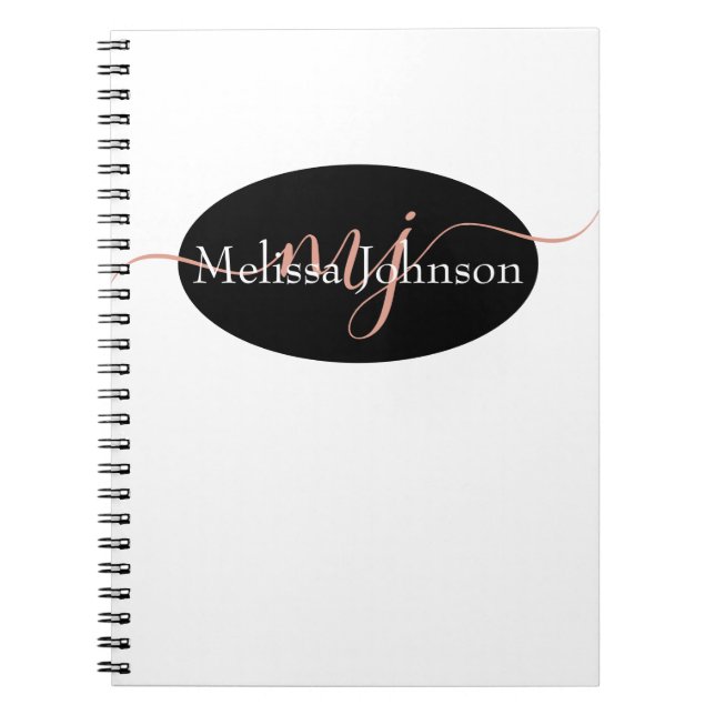 Elegant Rose Gold lettering on Black    Notebook (Front)