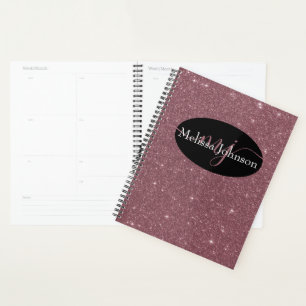 Elegant Rose Gold lettering on Black Planner