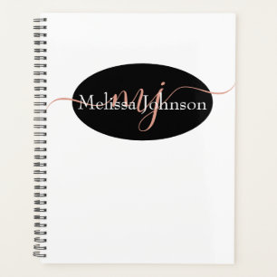 Elegant Rose Gold lettering on Black    Planner