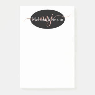 Elegant Rose Gold lettering on Black    Post-it Notes