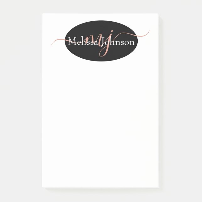 Elegant Rose Gold lettering on Black    Post-it Notes (Front)