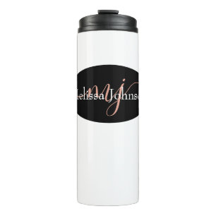 Elegant Rose Gold lettering on Black    Thermal Tumbler