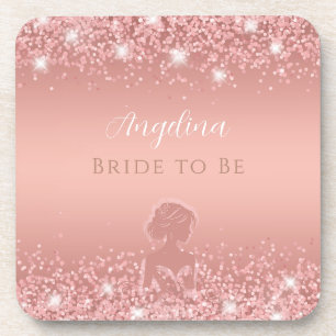 Elegant Rose Gold Luxe Shimmer Bridal Shower Coaster