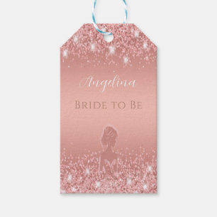 Elegant Rose Gold Luxe Shimmer Bridal Shower  Gift Tags