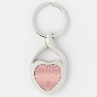 Elegant Rose Gold Luxe Shimmer Bridal Shower  Keychain