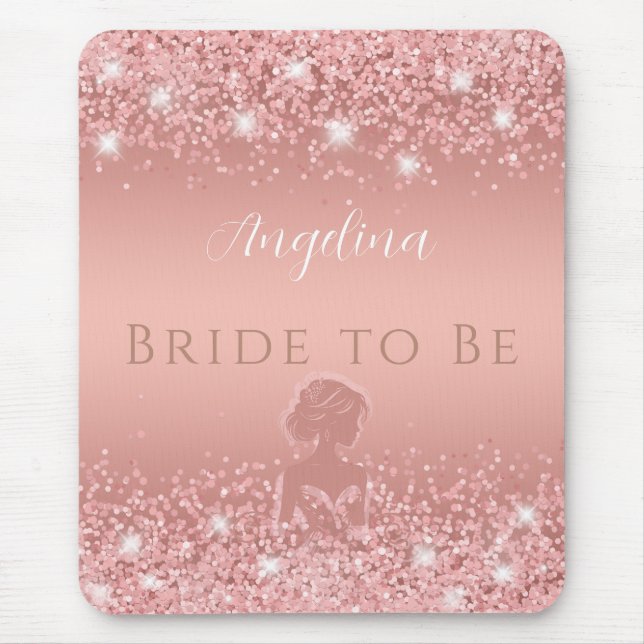 Elegant Rose Gold Luxe Shimmer Bridal Shower Mouse Pad (Front)